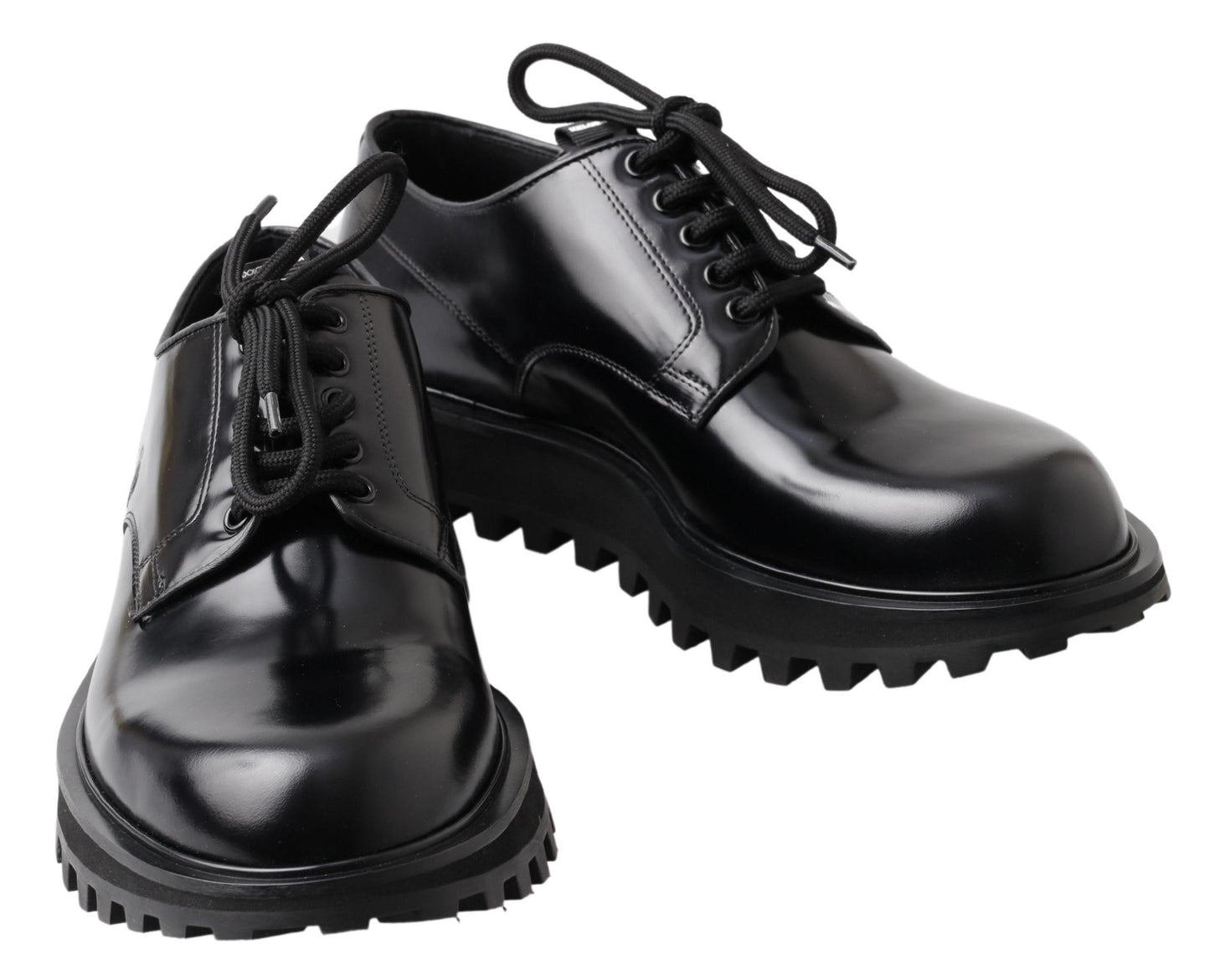 Dolce & Gabbana Elegant Black Leather Derby Shoes