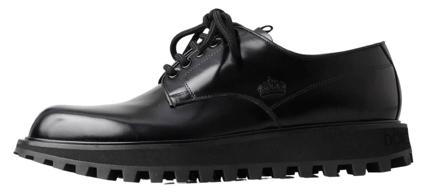 Dolce & Gabbana Elegant Black Leather Derby Shoes