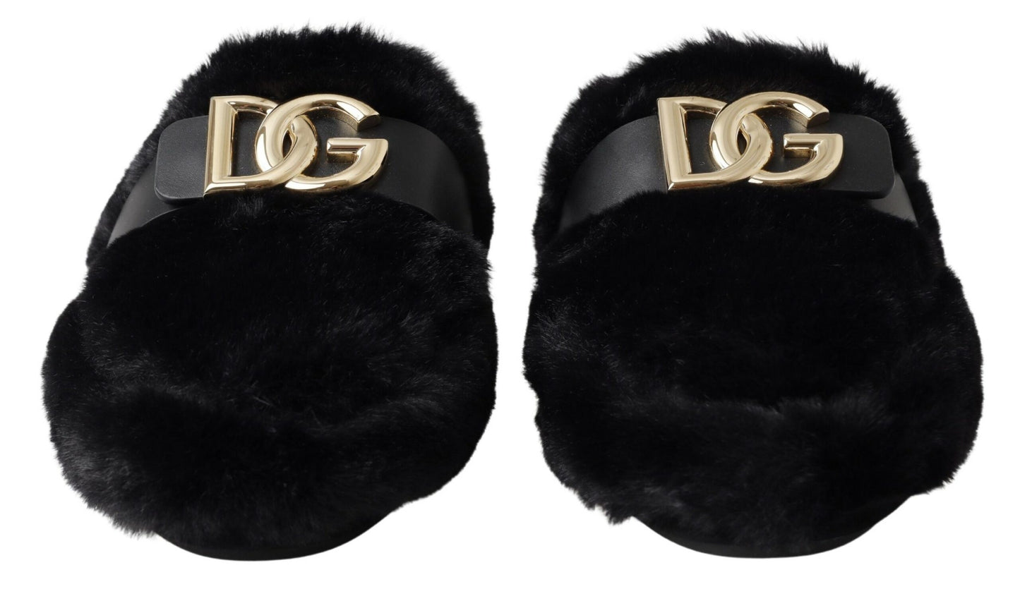 Dolce & Gabbana Elegant Black Polyester Men's Slides