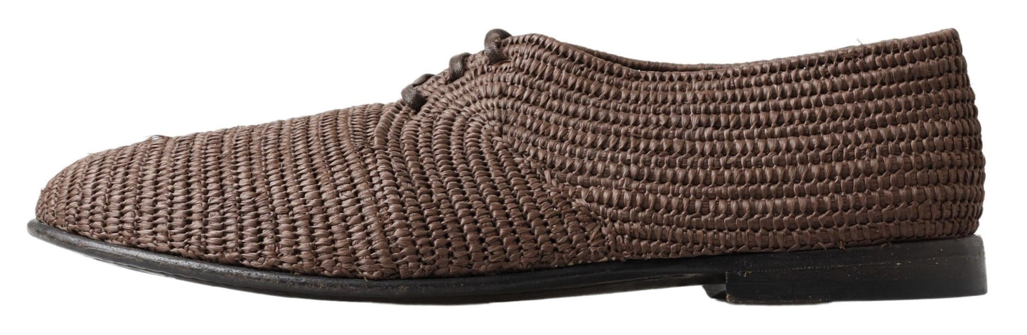 Dolce & Gabbana Exquisite Men's Raffia Derby Shoes