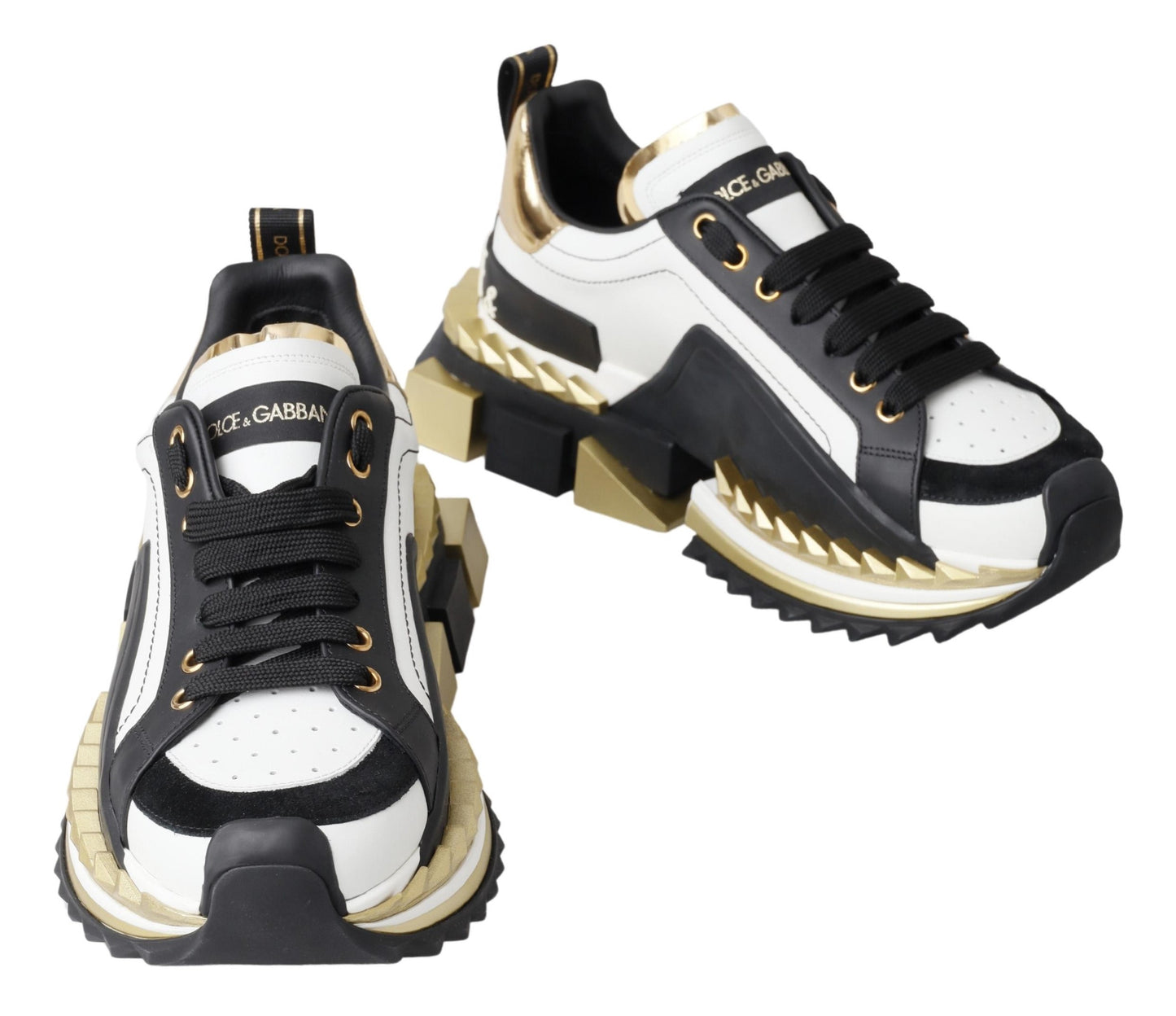 Dolce & Gabbana Super King Low Top Sneakers - White, Black & Gold