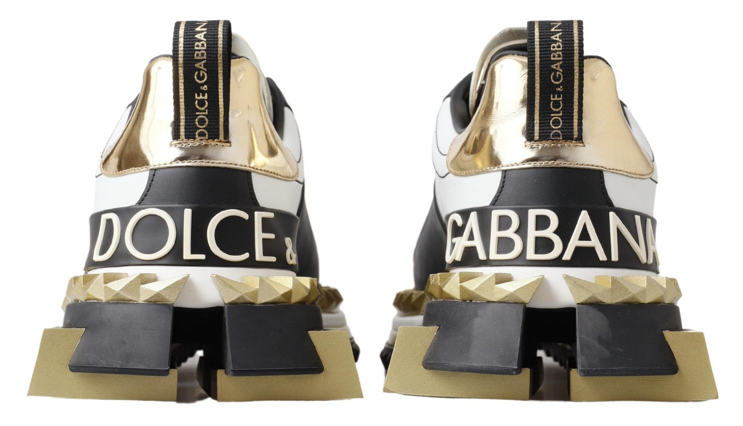 Dolce & Gabbana Super King Low Top Sneakers - White, Black & Gold