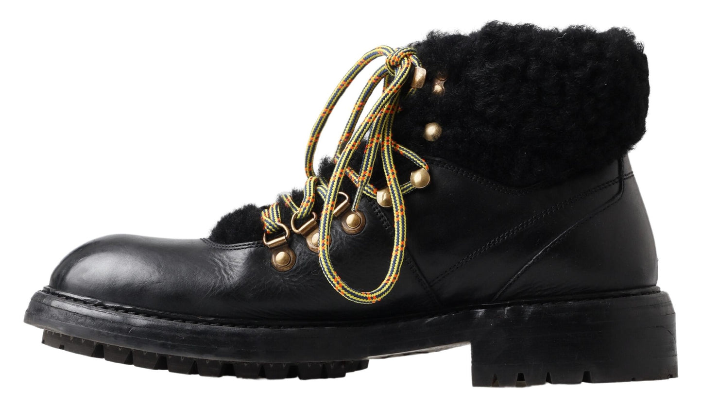 Dolce & Gabbana Elegant Shearling Style Men's Leather Boots