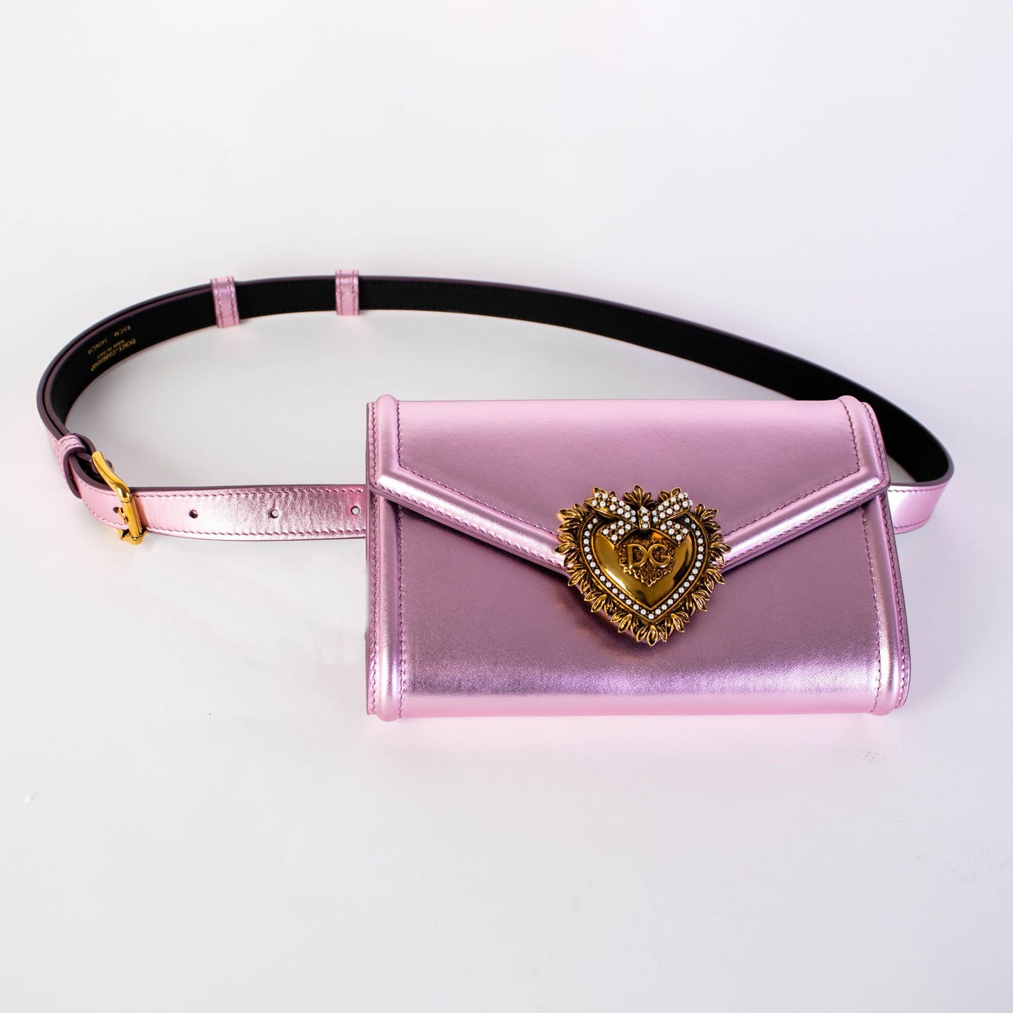 Dolce & Gabbana Elegant Pink Satin Clutch with Jewel Heart Closure