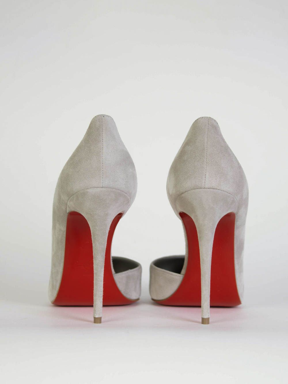 Christian Louboutin Elegant Grey Velvet Pumps with Iconic Red Sole