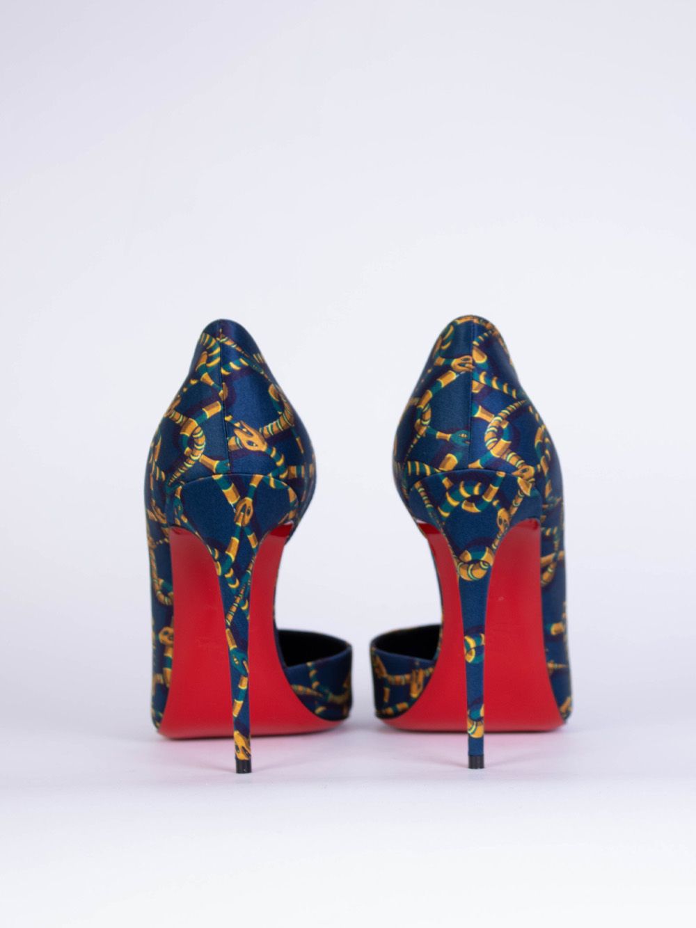 Christian Louboutin Elegant Satin Chain Print Pumps