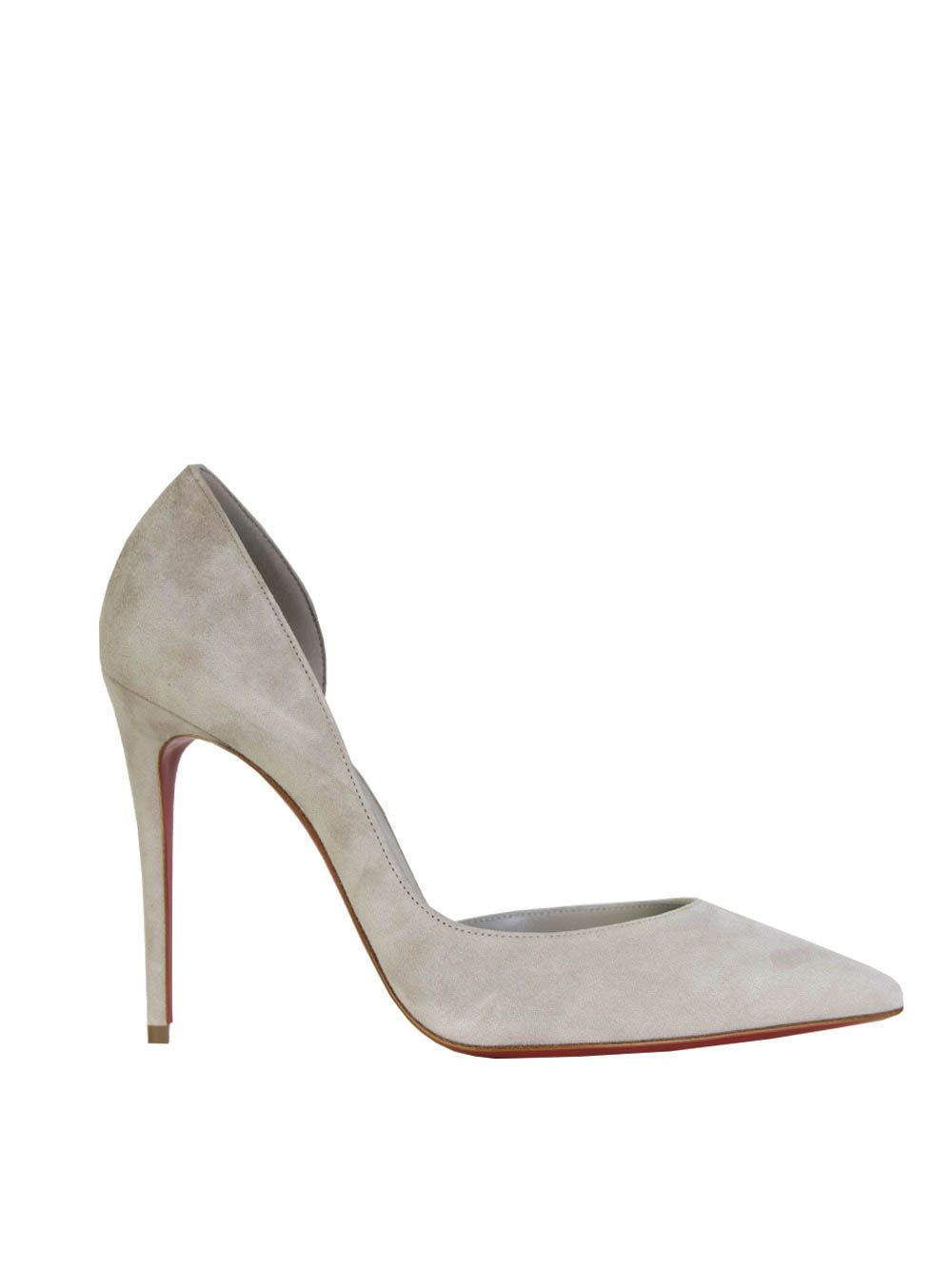 Christian Louboutin Elegant Grey Velvet Pumps with Iconic Red Sole