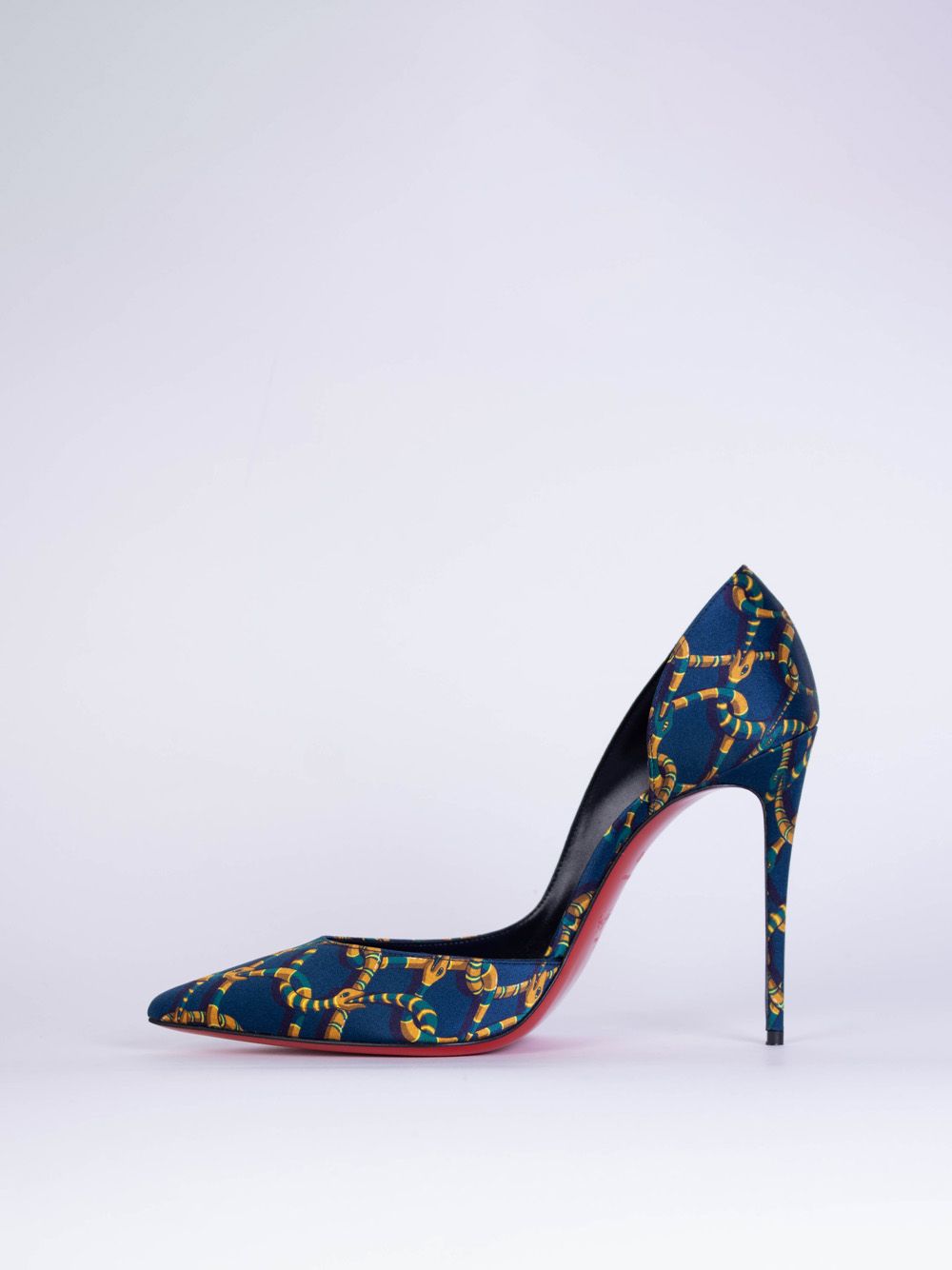 Christian Louboutin Elegant Satin Chain Print Pumps