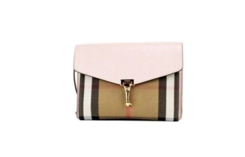 Burberry Macken Small Pale Orchid House Check Derby Leather Crossbody Bag Purse