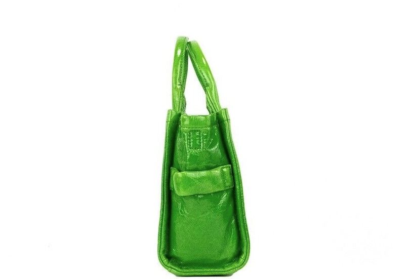 Marc Jacobs The Shiny Crinkle Mini Tote Fern Green Leather Crossbody Handbag