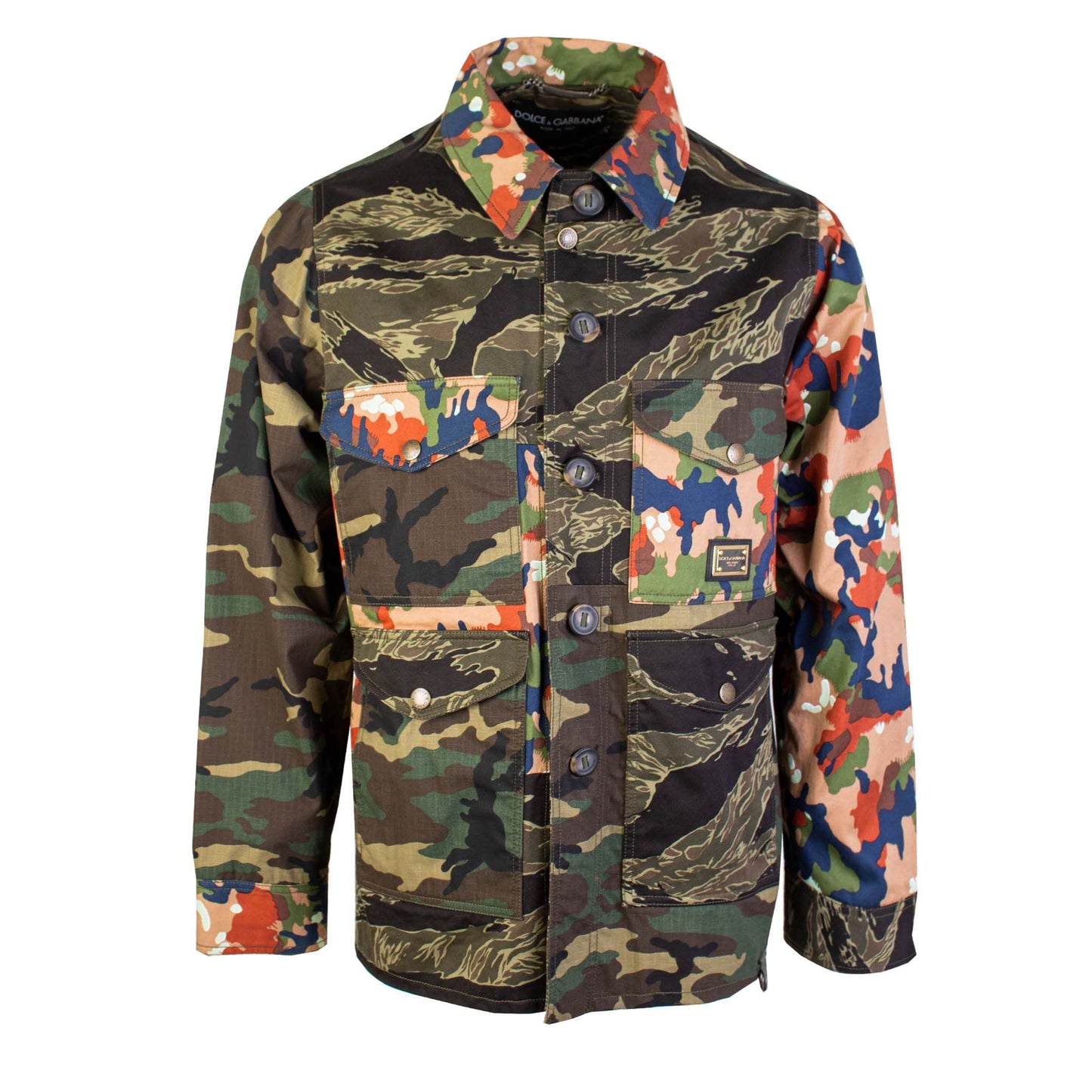 Dolce & Gabbana Camouflage Embellished Cotton Jacket