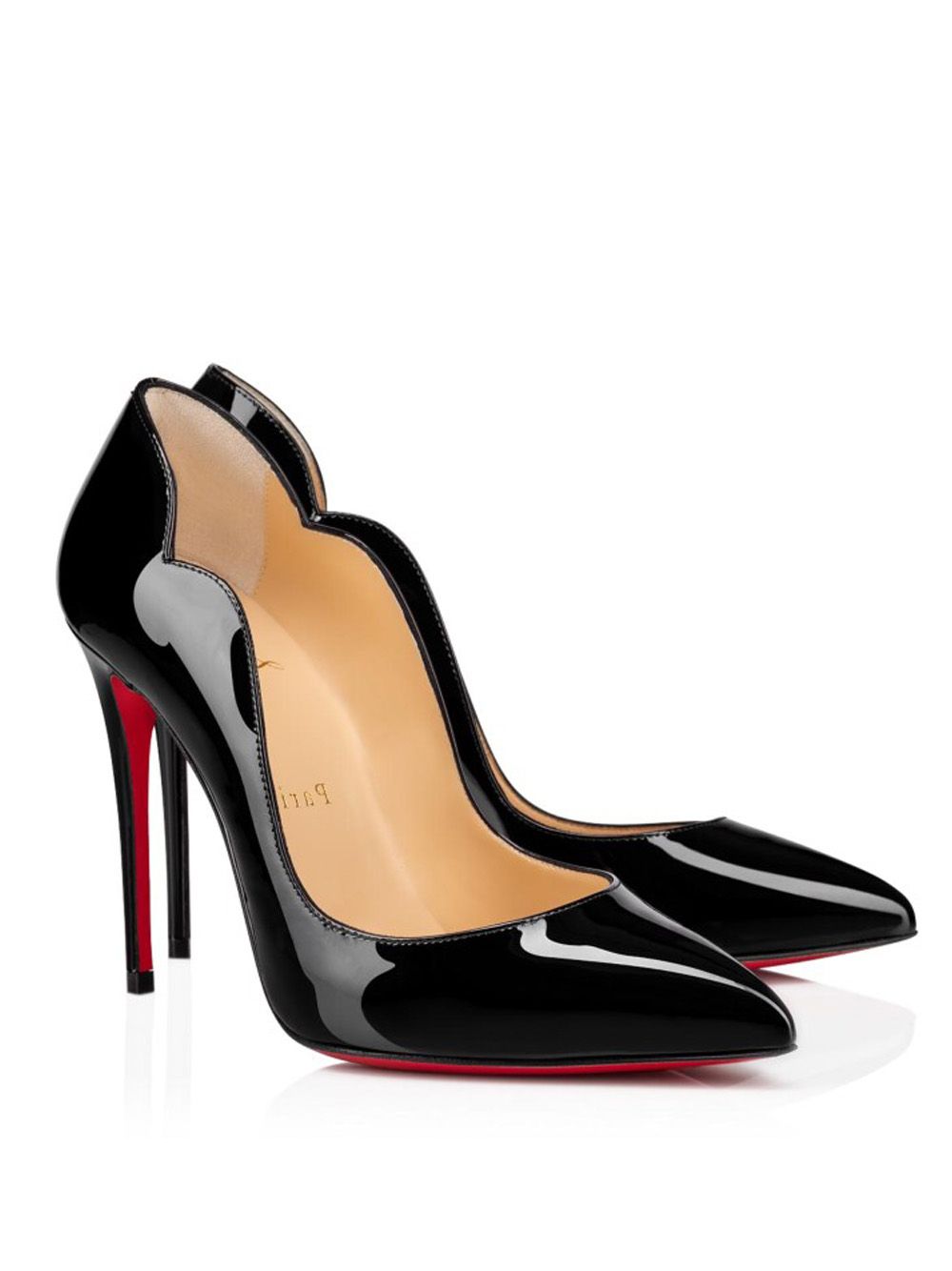 Christian Louboutin Elegant Black Leather Heels with Iconic Red Sole