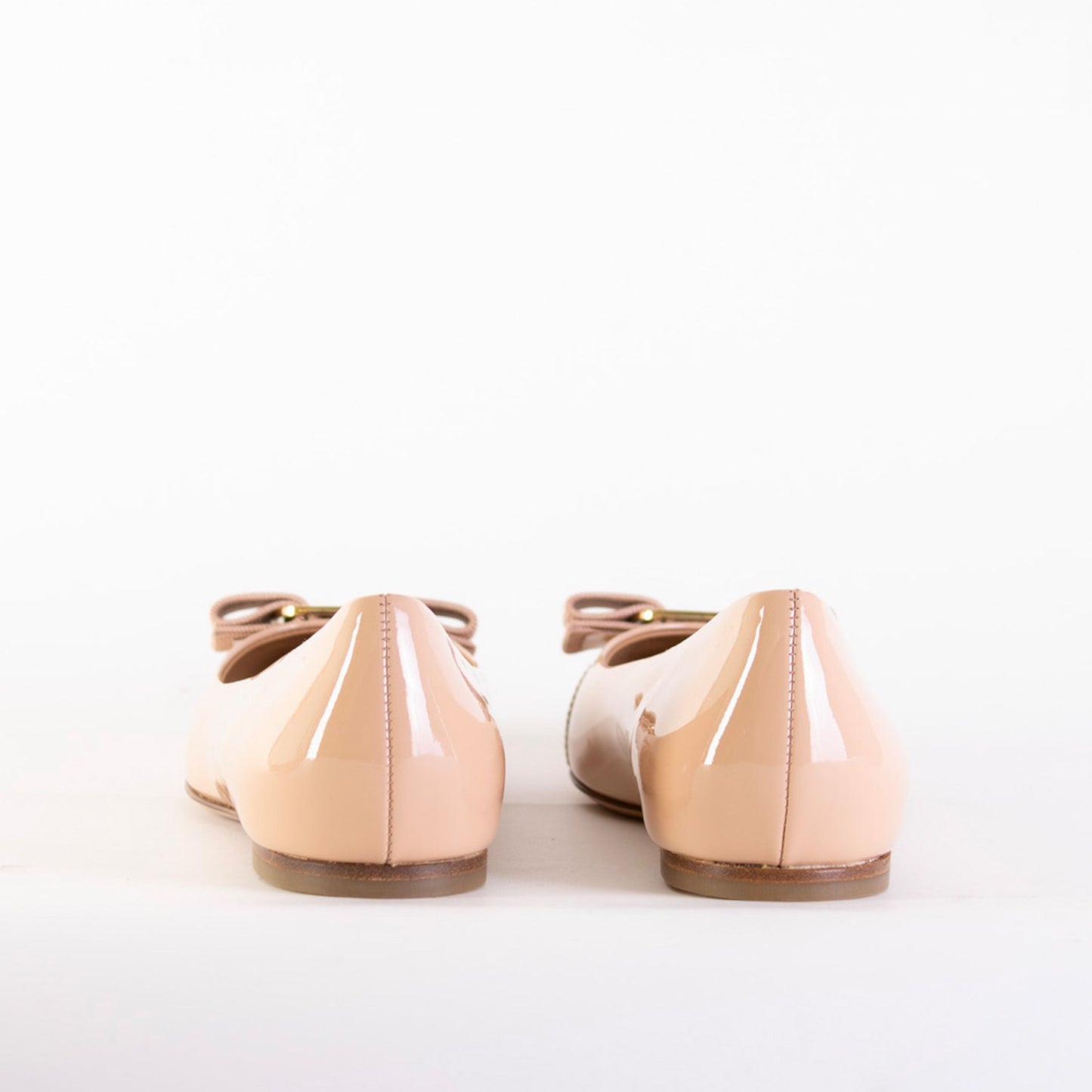 Salvatore Ferragamo Powder Pink Leather Ballerina Flats