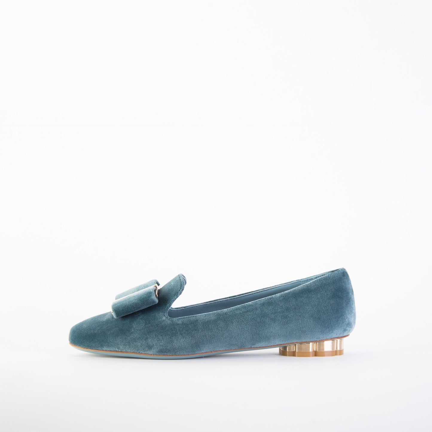 Salvatore Ferragamo Elegant Velvet Blue Ballerinas