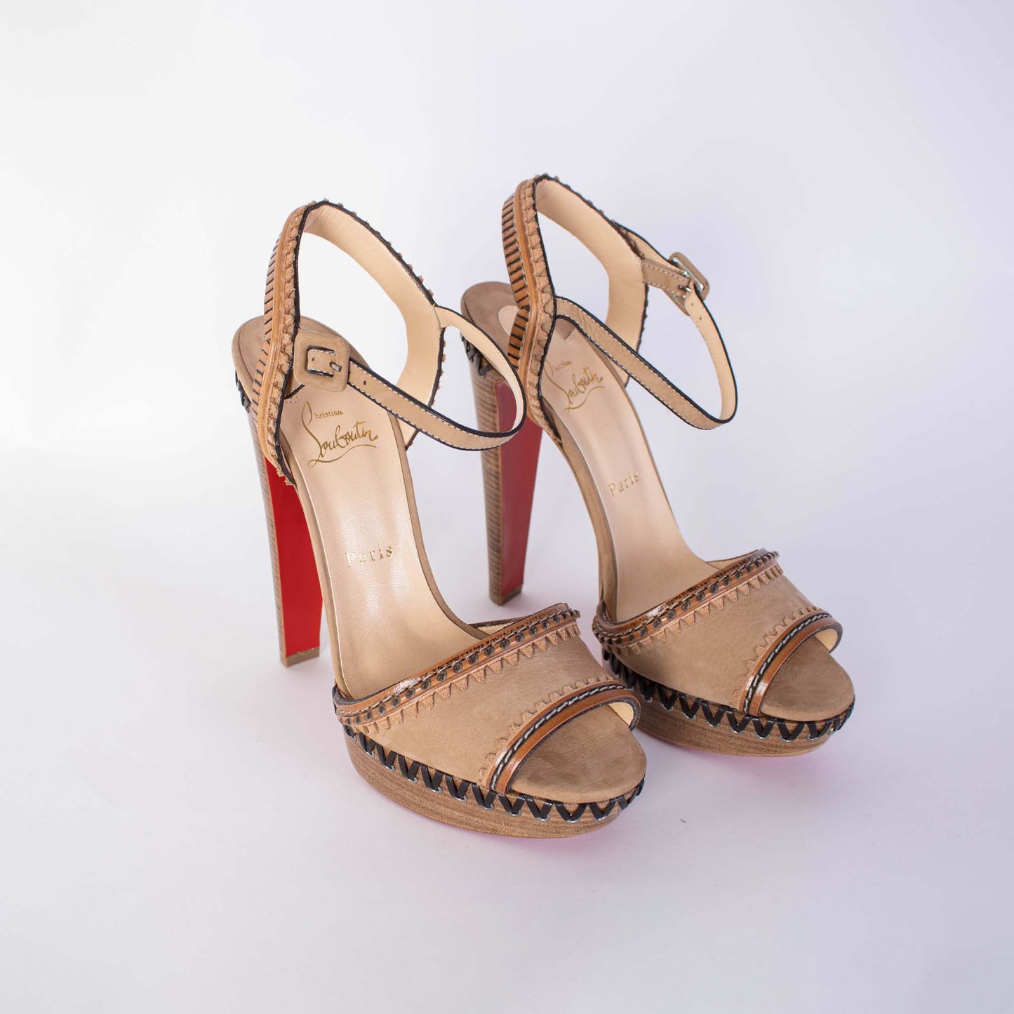 Christian Louboutin Chic Beige High-Heel Suede Sandals