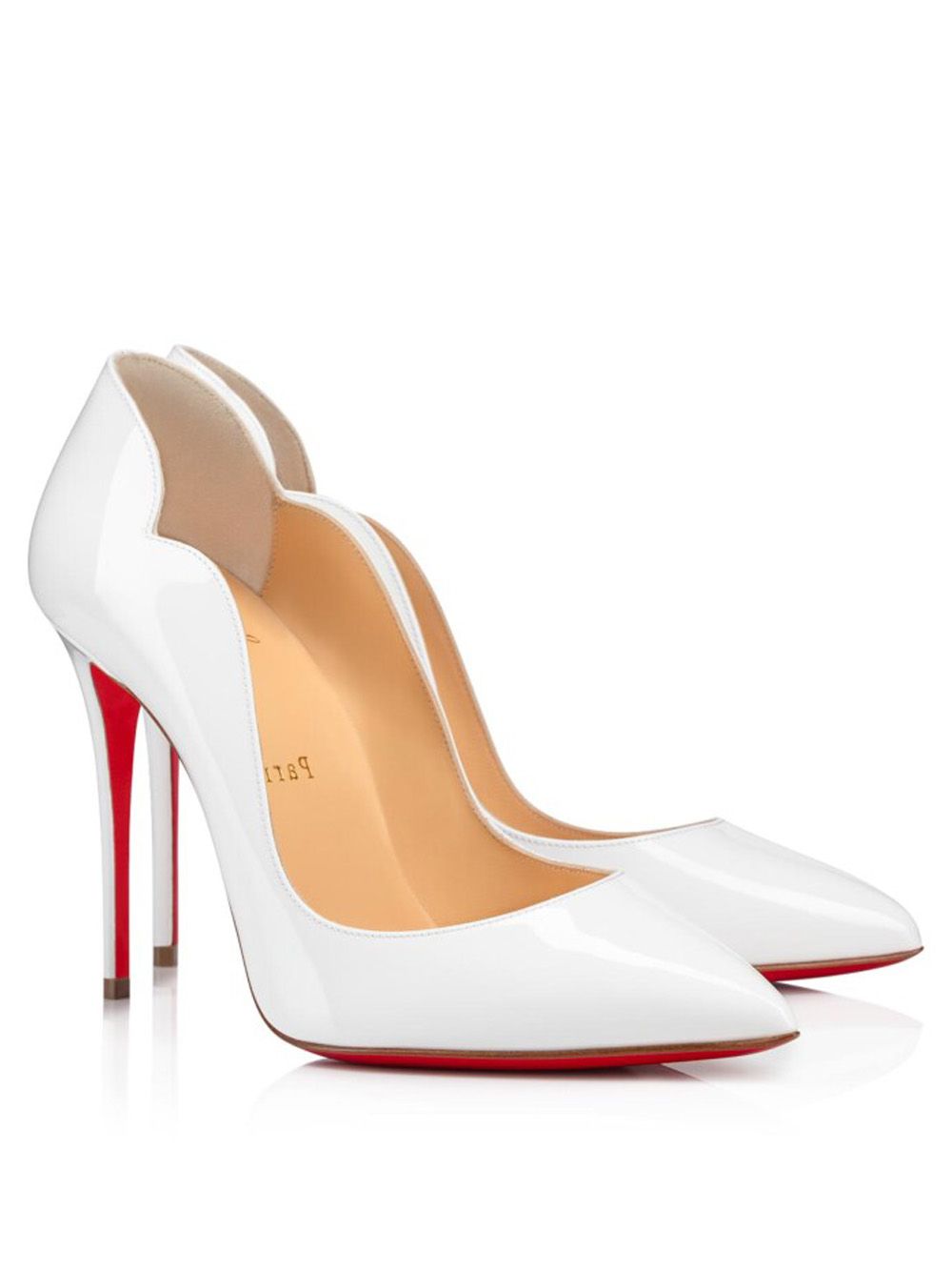 Christian Louboutin Sophisticated White Leather Pumps with Iconic Red Sole