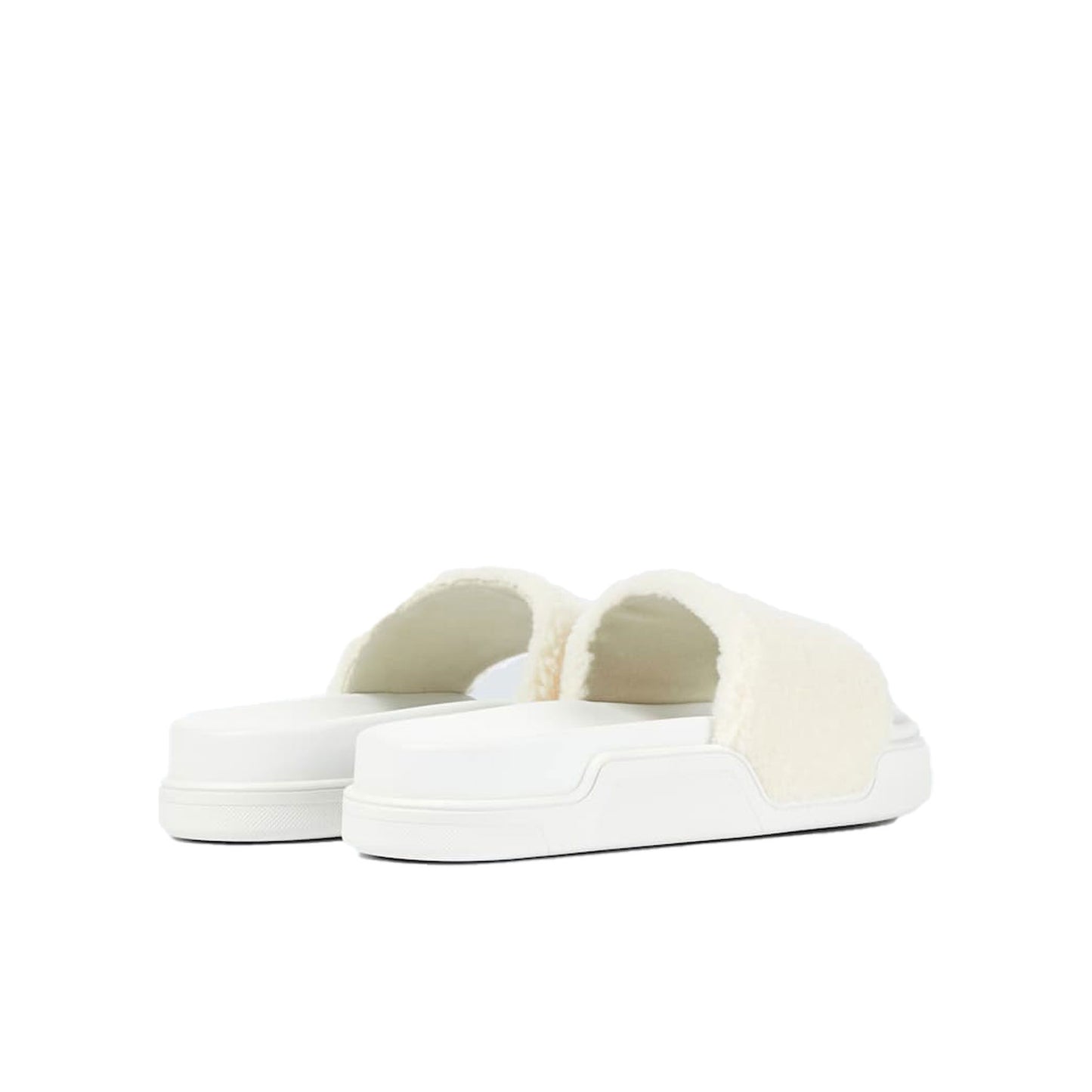 Christian Louboutin Elegant White Pool Slide Sandals with Iconic Red Sole