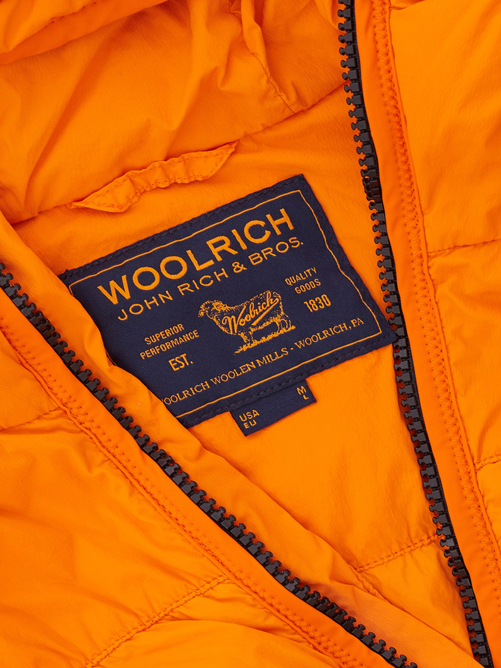 Woolrich Elegant Quilted Orange Hooded Jacket