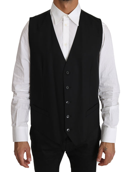 Dolce & Gabbana Elegant Slim Fit Formal Black Vest