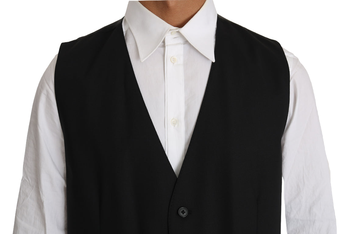 Dolce & Gabbana Elegant Slim Fit Formal Black Vest