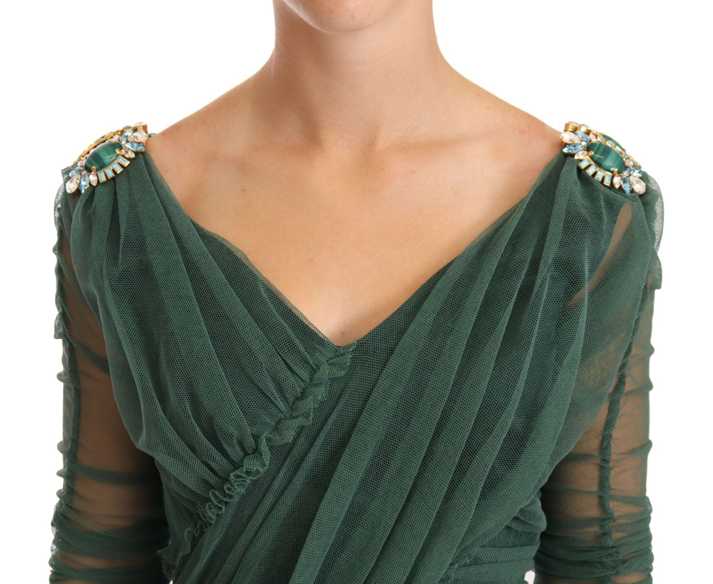 Dolce & Gabbana Emerald Elegance Bodycon Midi Dress