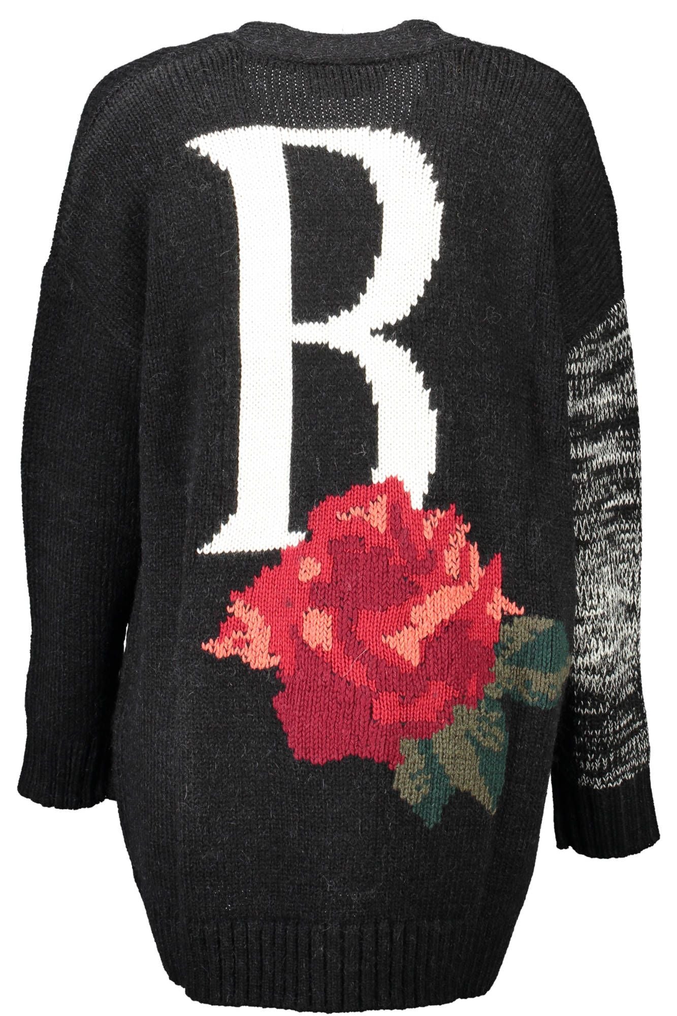 Blugirl Classic Black Wool Cardigan with Contrasting Details