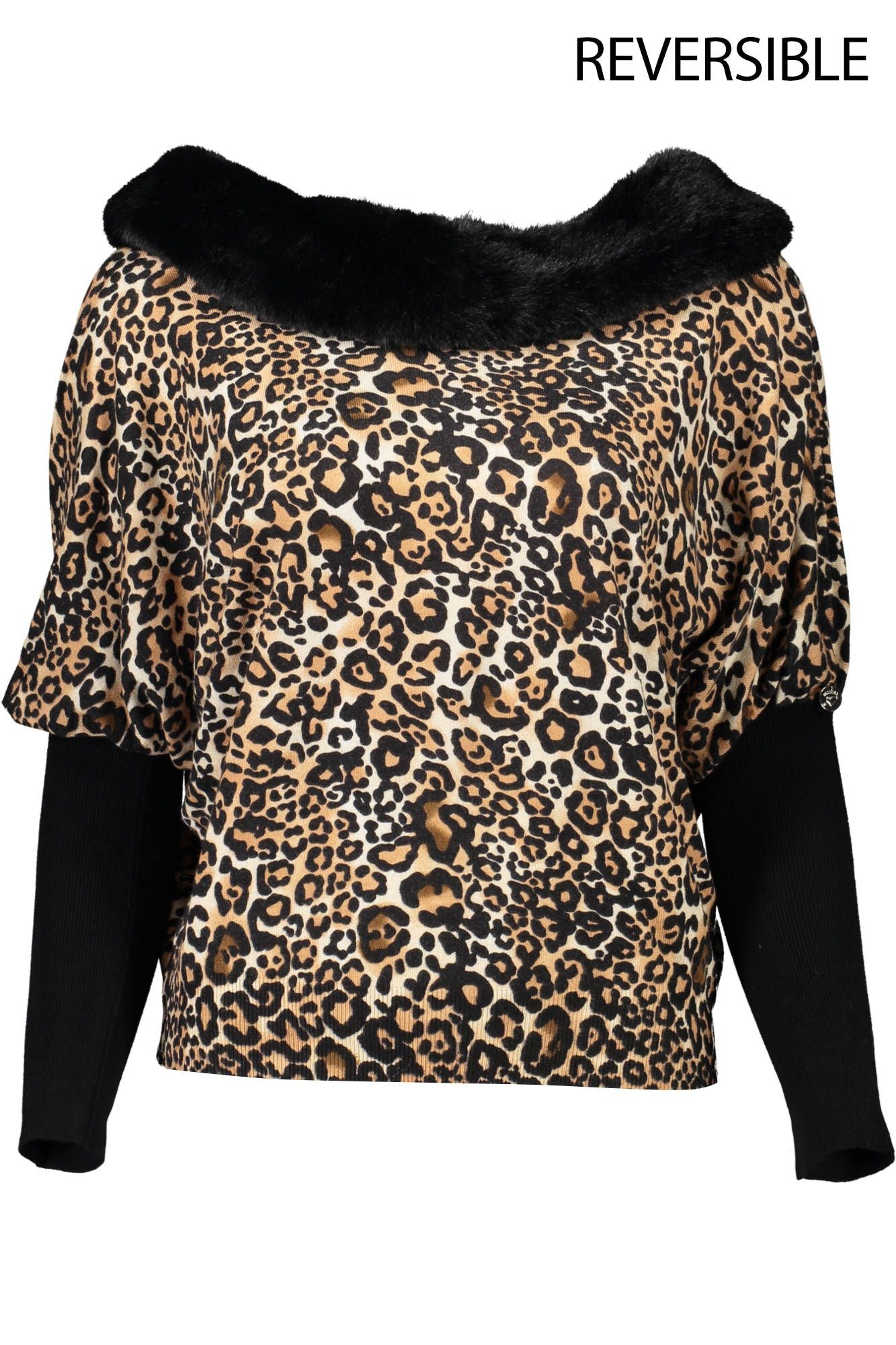 Blugirl Versatile Black Shirt with Removable Fur Collar