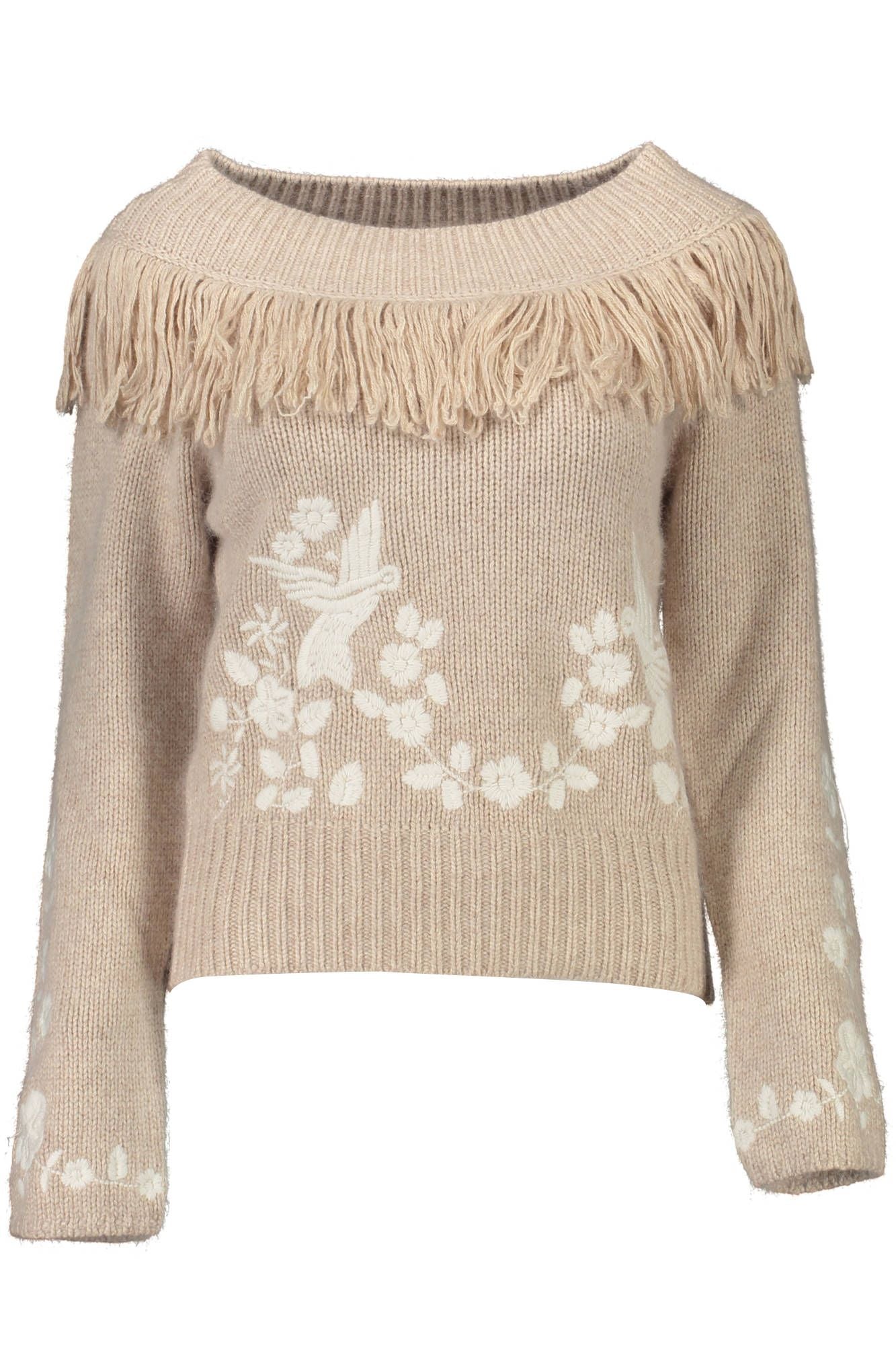 Blugirl Chic Beige High Collar Wool Sweater