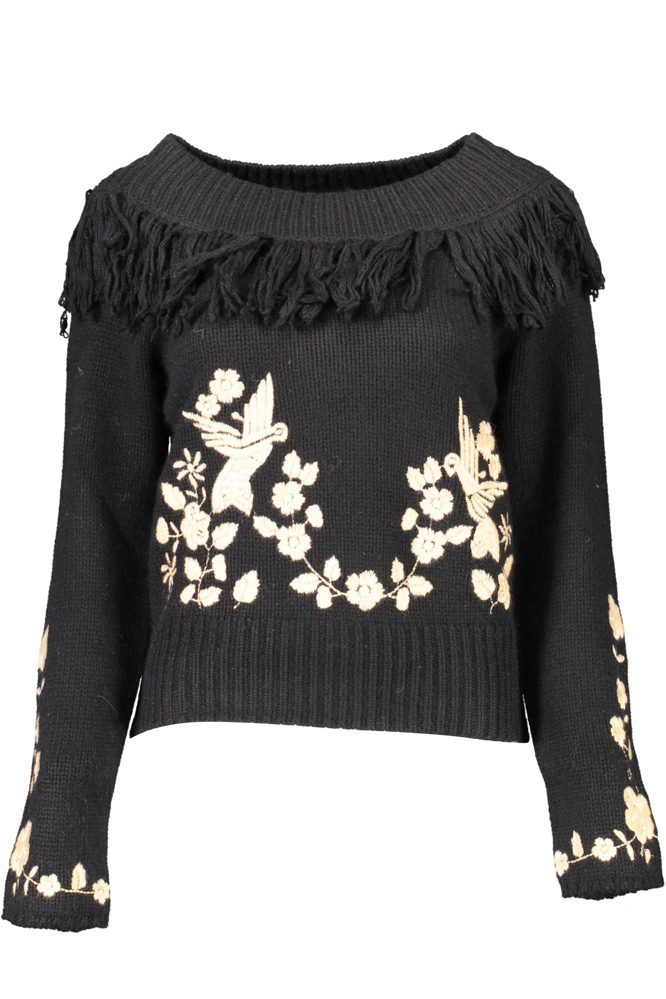 Blugirl Elegant High Collar Embroidered Sweater