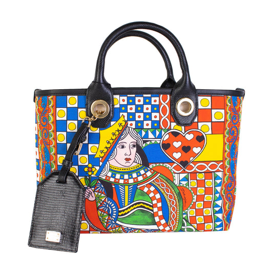 Dolce & Gabbana Queen of Hearts Multicolor Leather Handbag