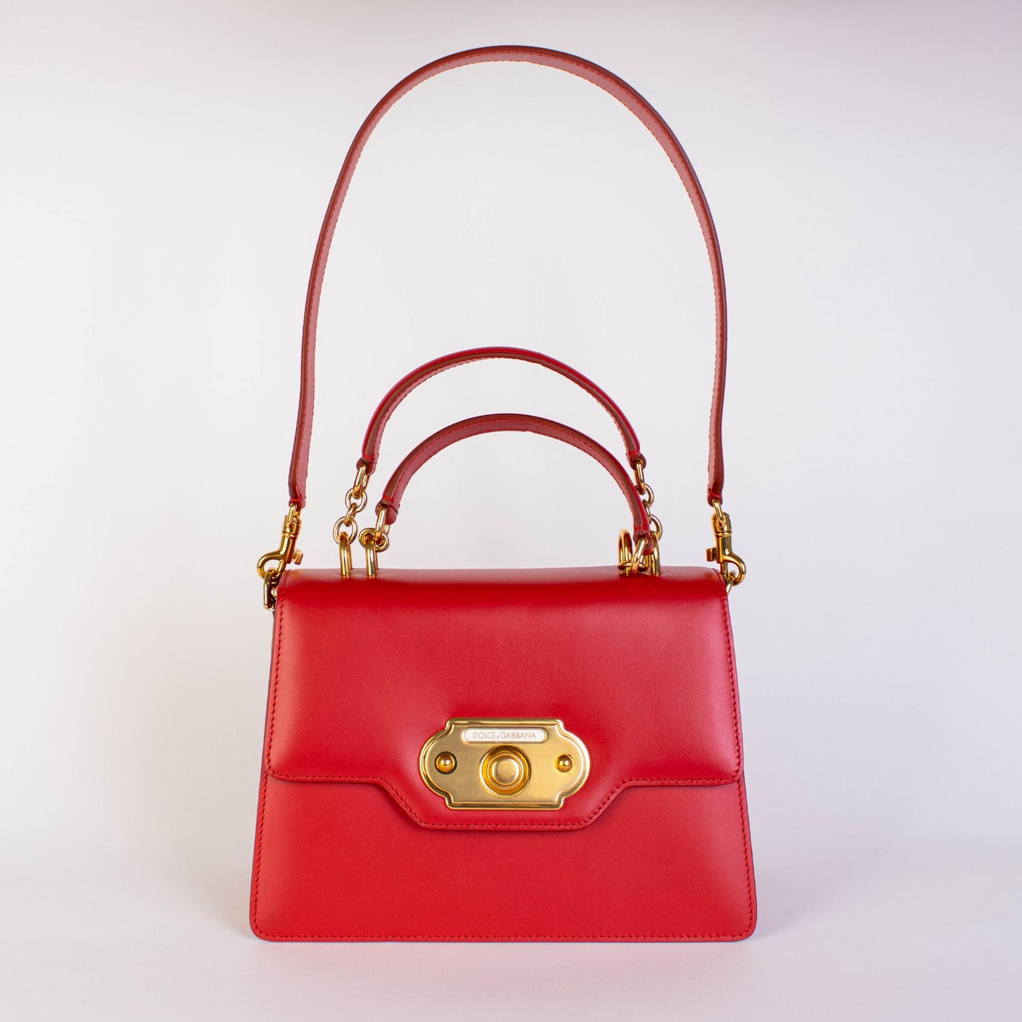 Dolce & Gabbana Chic Red Leather Welcome Handbag