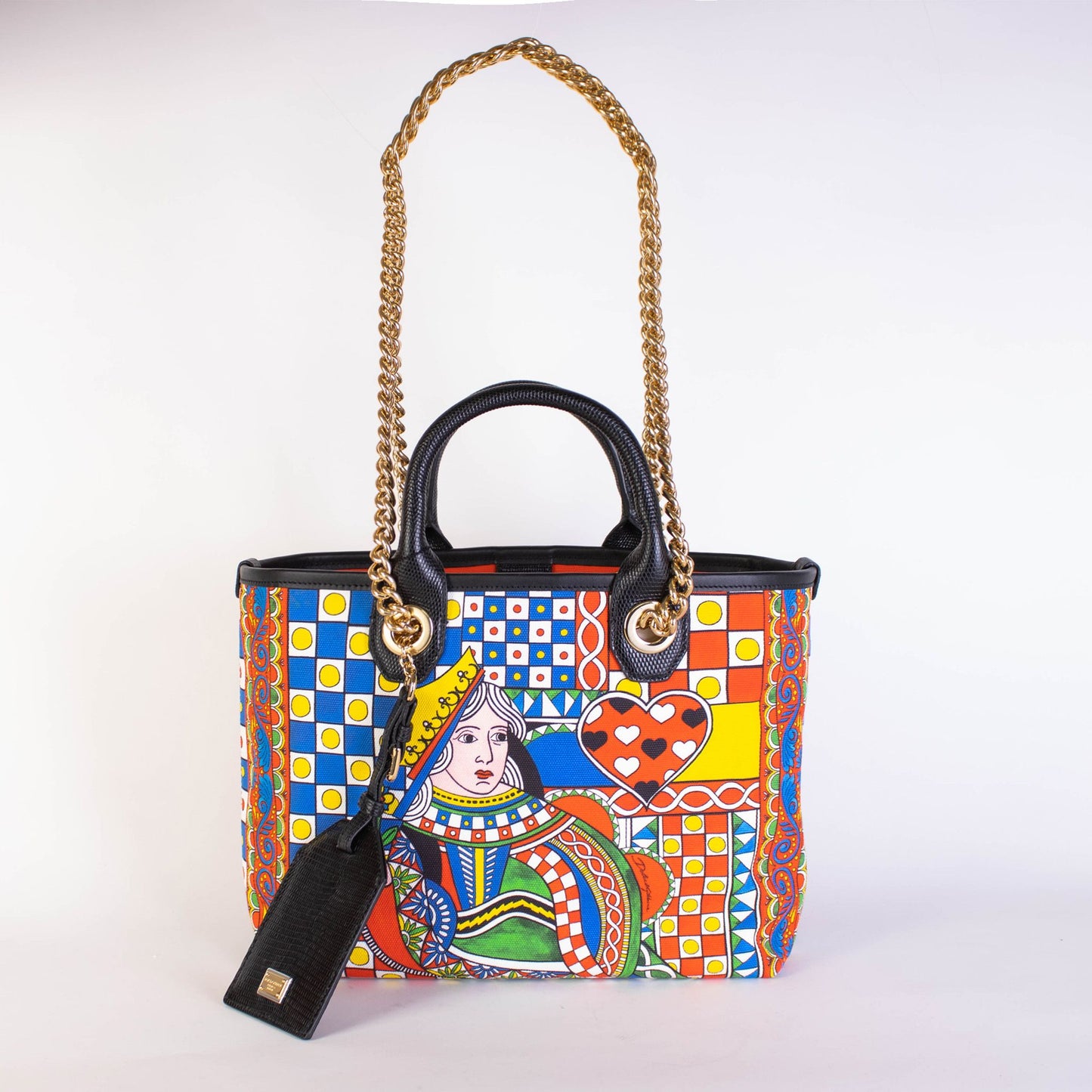 Dolce & Gabbana Queen of Hearts Multicolor Leather Handbag