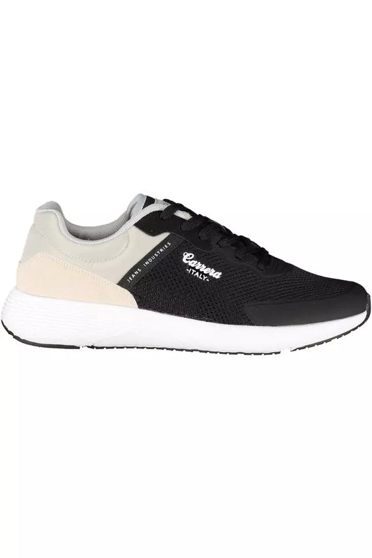 Carrera Sleek Black Eco-Leather Sneakers with Contrast Detail