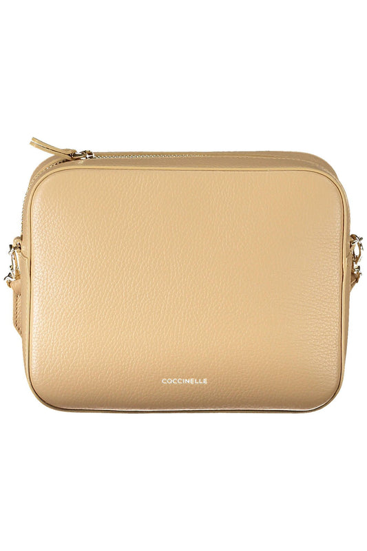 Coccinelle Beige Contrast Detail Leather Shoulder Bag