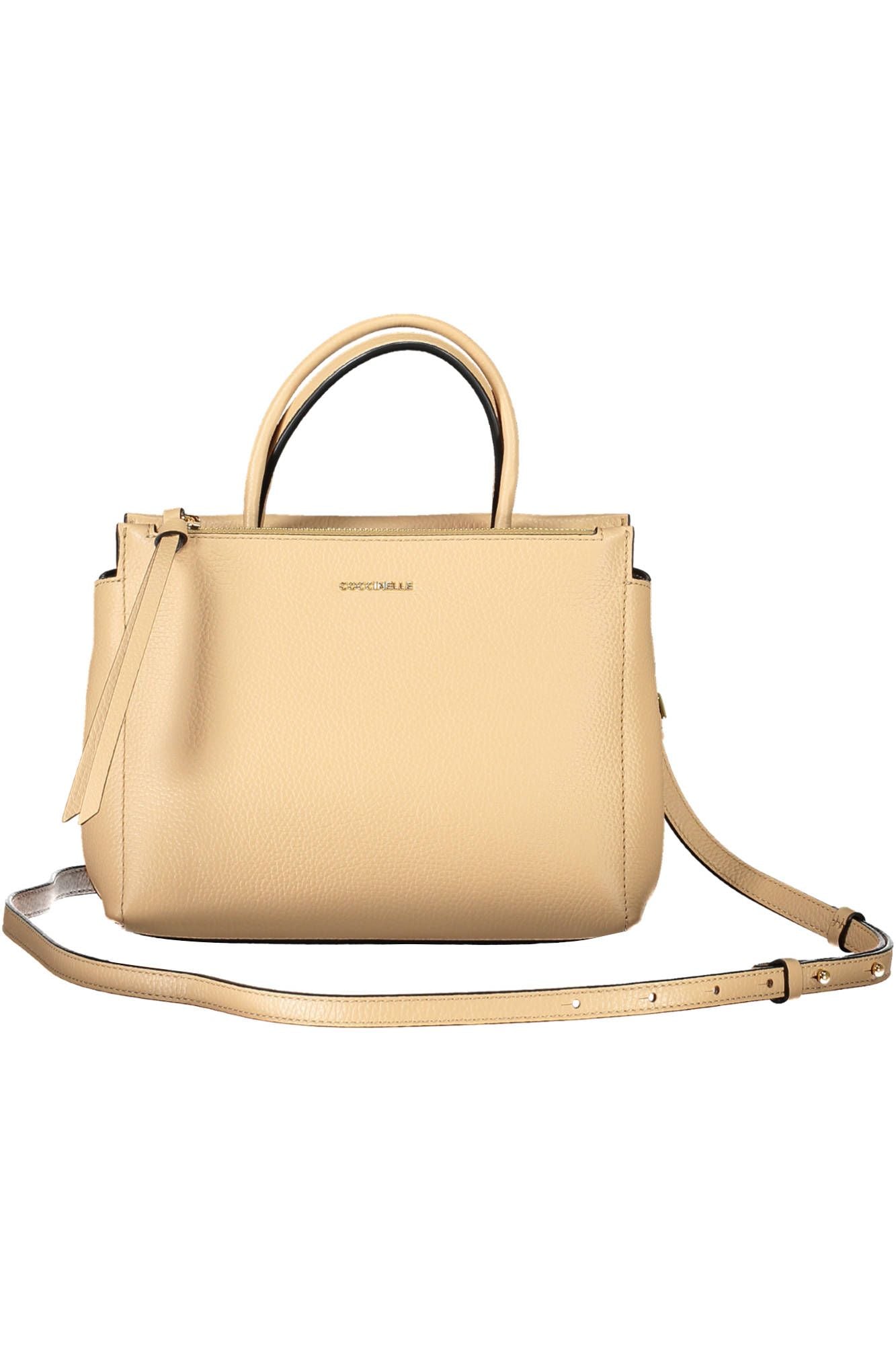 Coccinelle Beige Leather Elegance Handbag with Charm