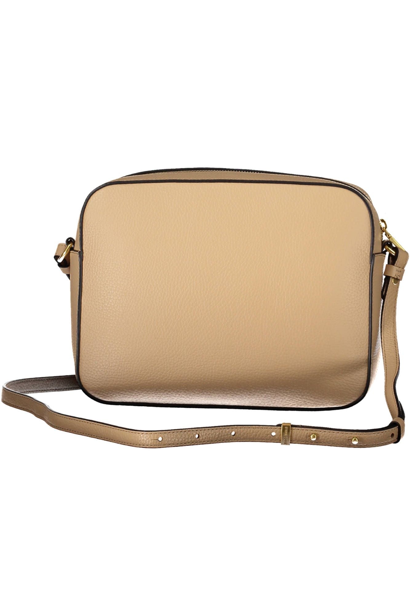 Coccinelle Chic Beige Leather Shoulder Bag with Turn Lock