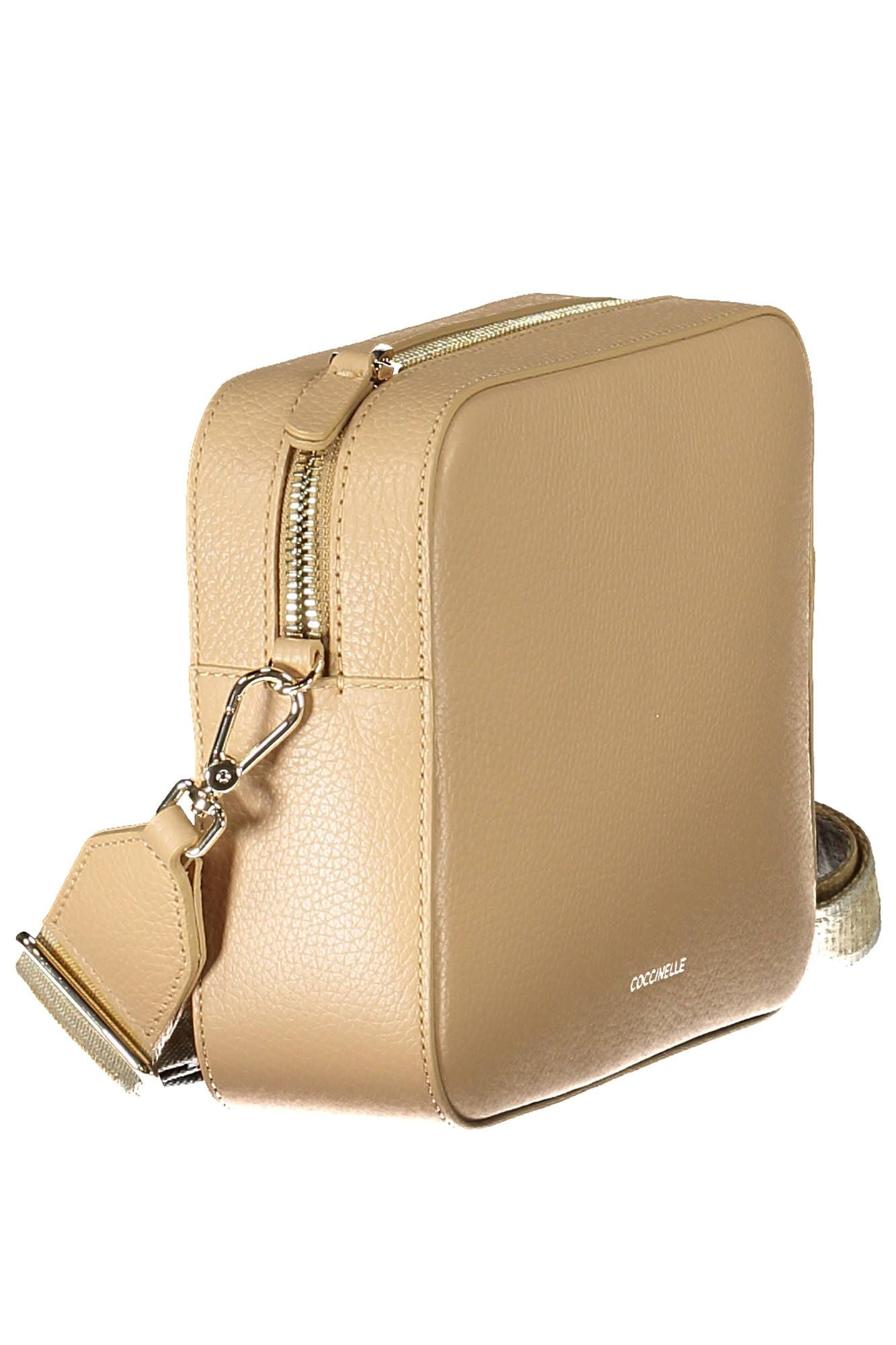 Coccinelle Beige Contrast Detail Leather Shoulder Bag