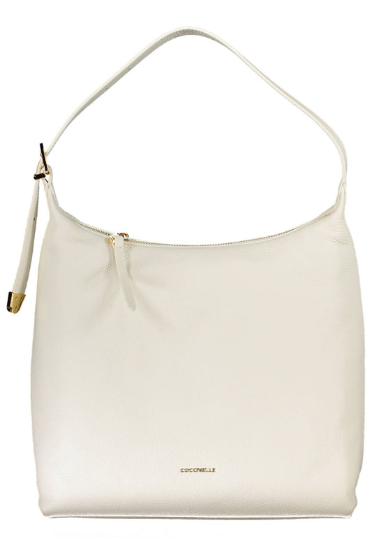 Coccinelle Elegant White Leather Shoulder Bag