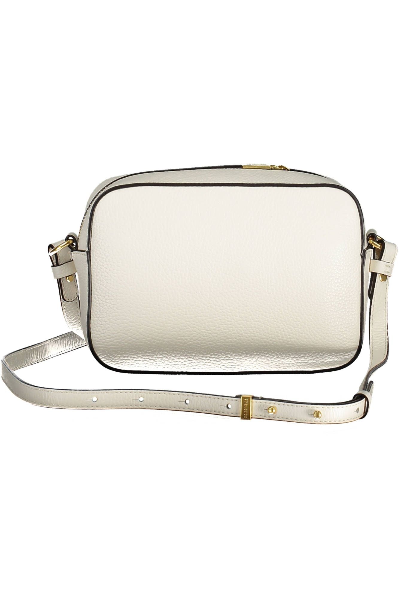 Coccinelle Chic White Leather Shoulder Bag with Sleek Closure