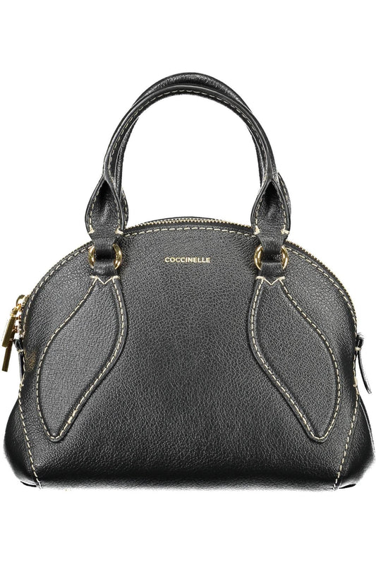 Coccinelle Elegant Two-Handle Black Leather Satchel