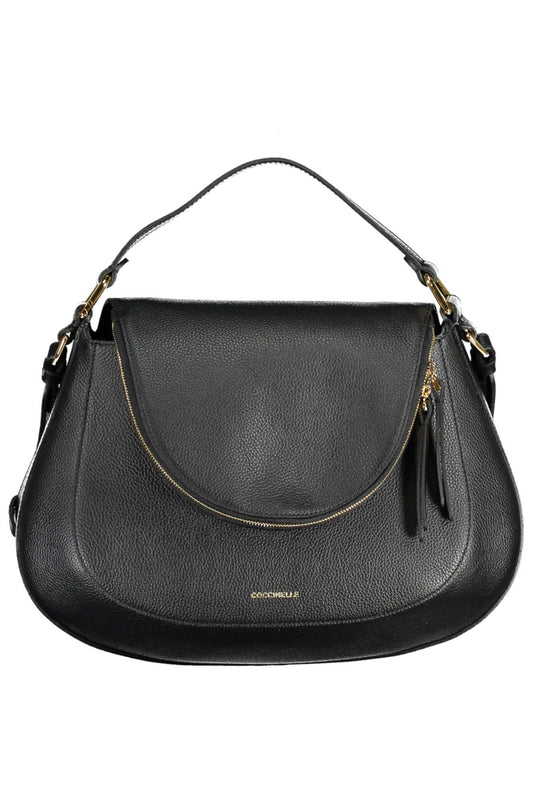 Coccinelle Elegant Black Leather Handbag with Versatile Strap