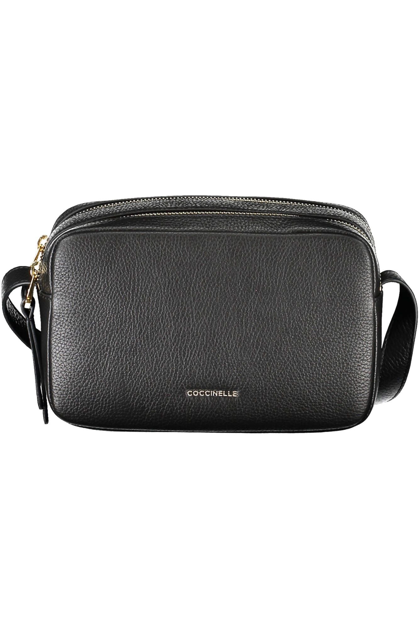 Coccinelle Elegant Black Leather Shoulder Bag with Logo