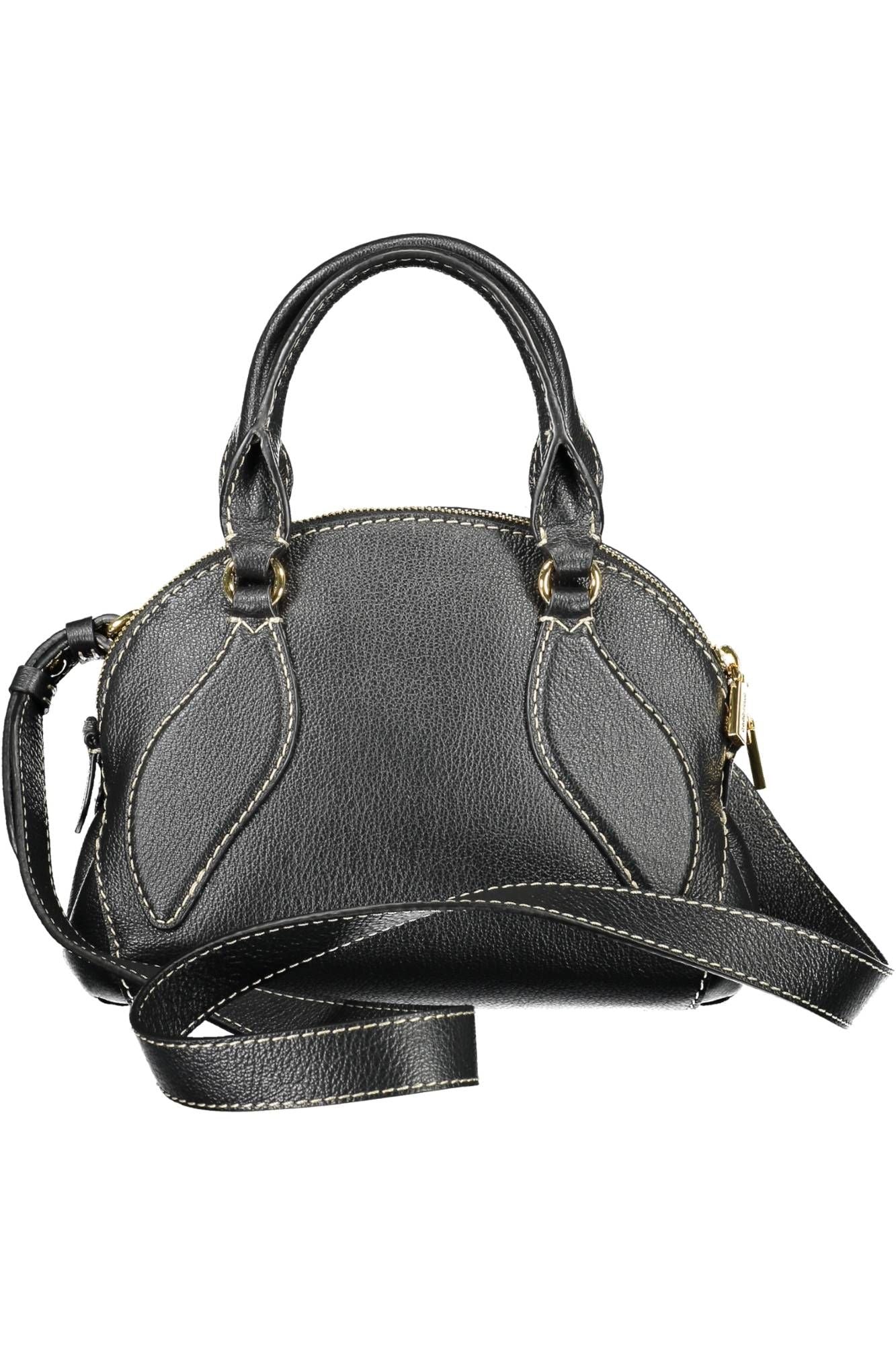 Coccinelle Elegant Two-Handle Black Leather Satchel