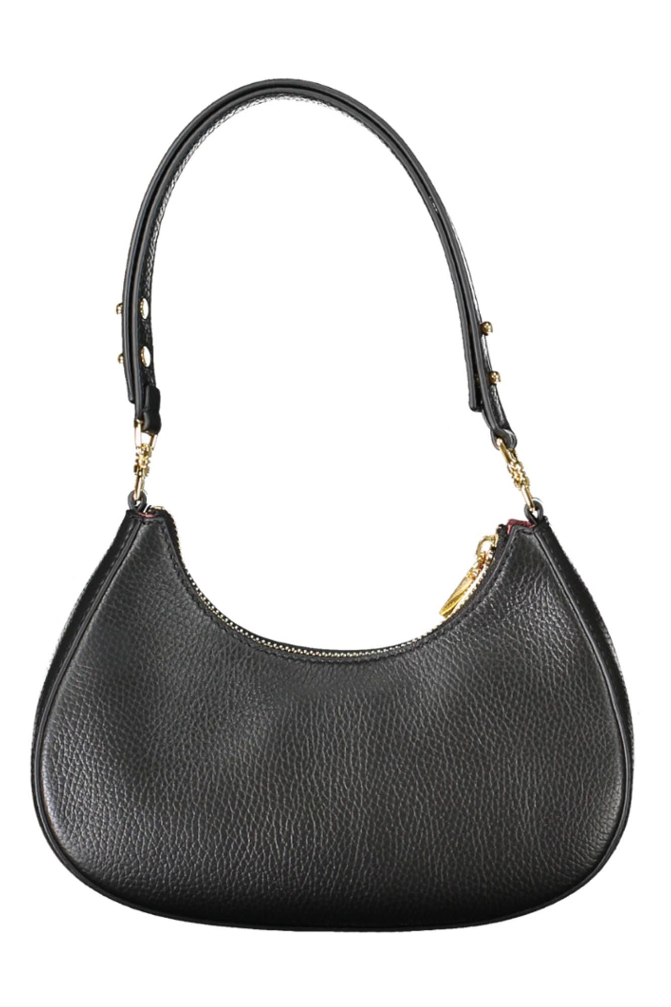 Coccinelle Elegant Black Leather Shoulder Bag with Logo Detail