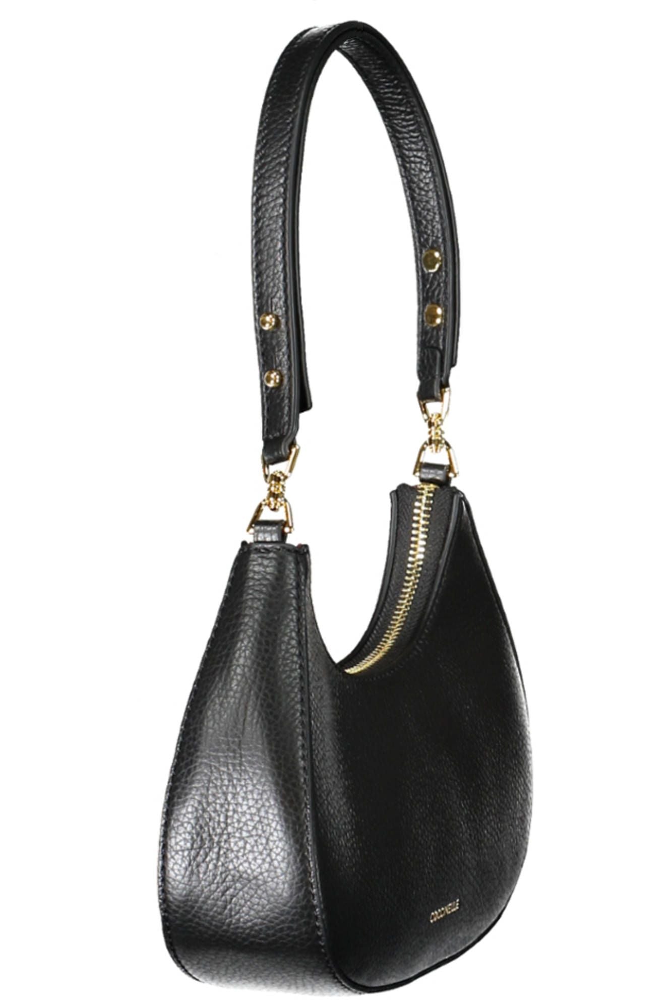 Coccinelle Elegant Black Leather Shoulder Bag with Logo Detail