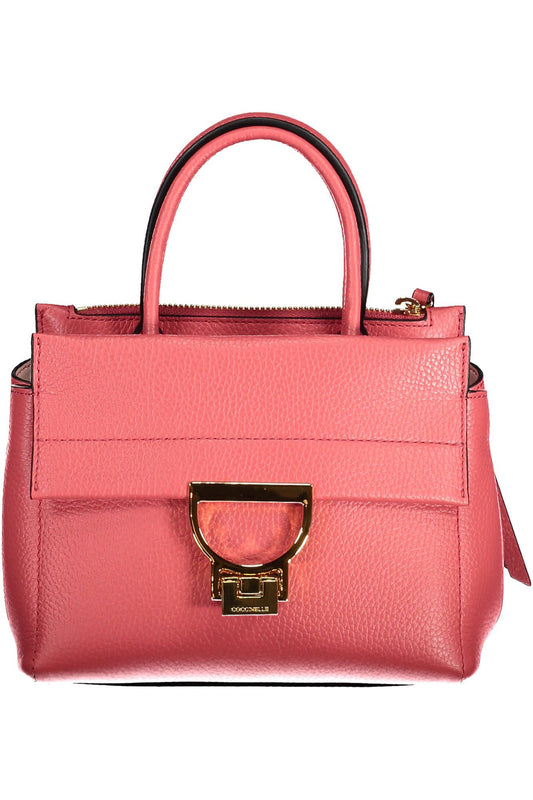 Coccinelle Chic Pink Leather Handbag with Versatile Straps