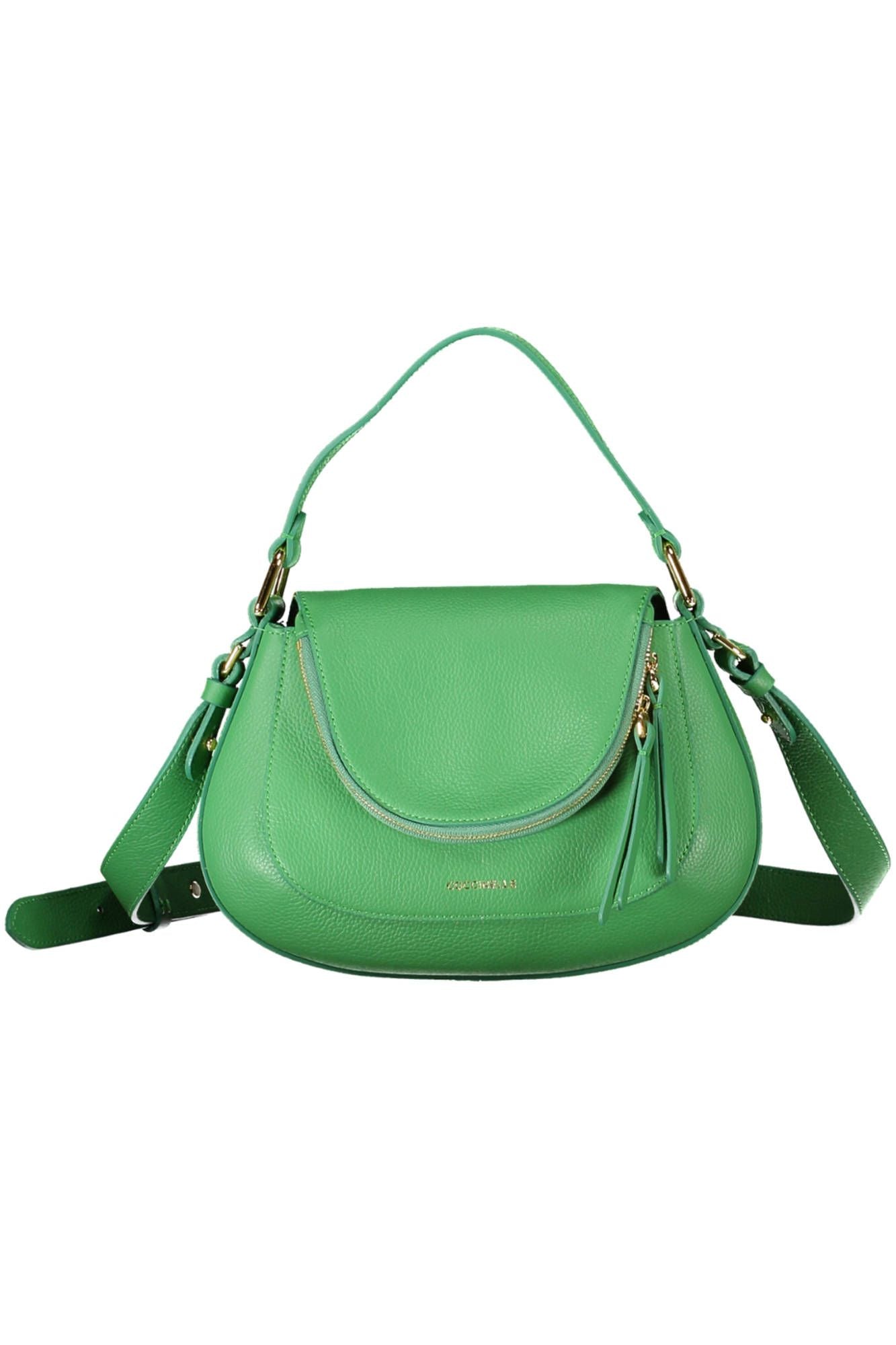 Coccinelle Elegant Green Leather Handbag with Shoulder Strap