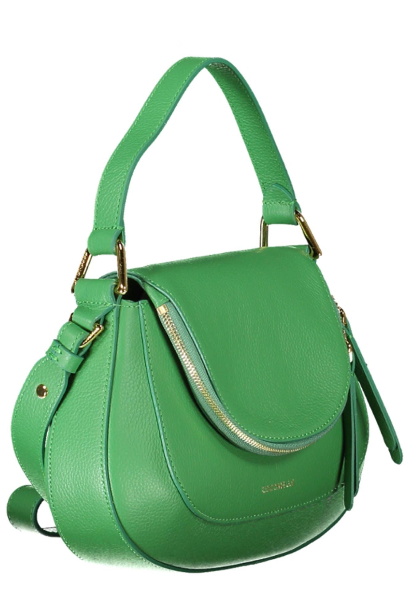 Coccinelle Elegant Green Leather Handbag with Shoulder Strap