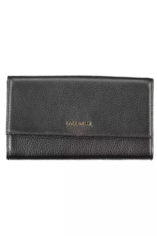 Coccinelle Elegant Dual-Part Leather Wallet in Classic Black