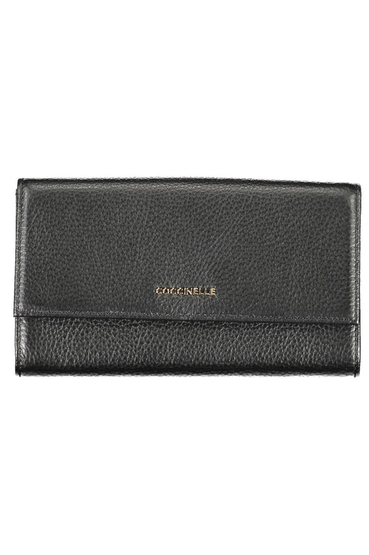 Coccinelle Elegant Black Leather Double-Opening Wallet